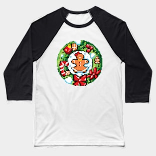 Pixel Art Christmas Gingerbread girl Baseball T-Shirt